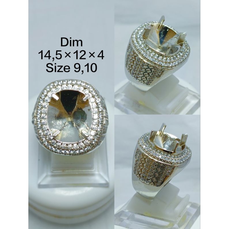 Ring cincin/emban alpaka super microsetting full zirkon/Diamond tumpuk