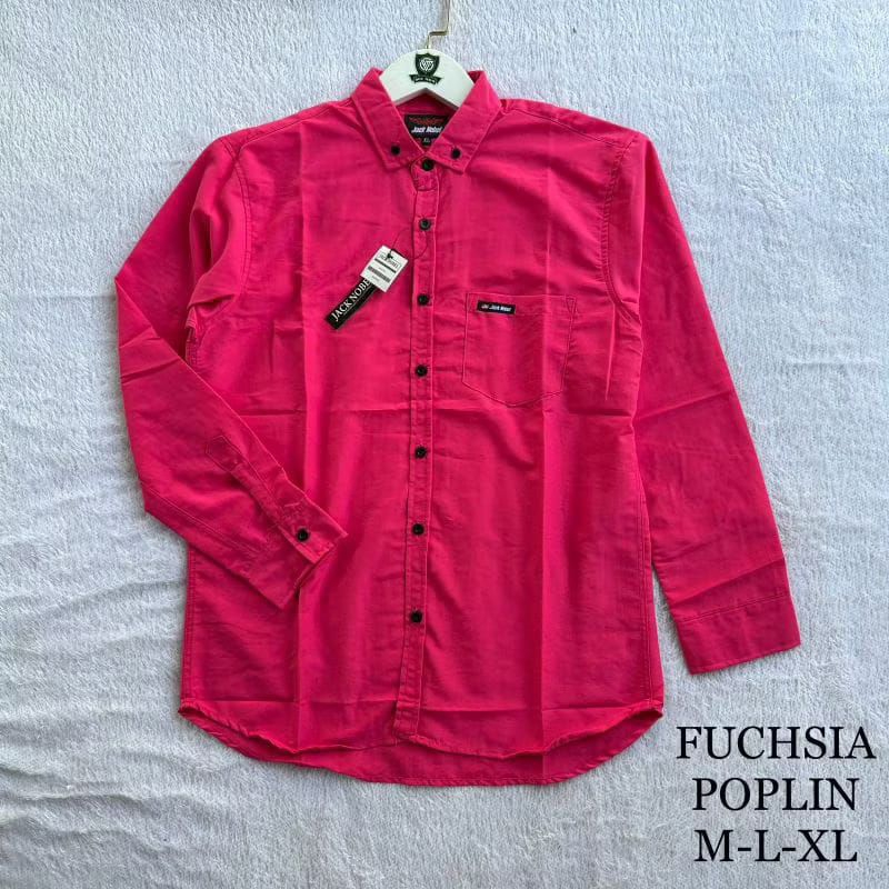 kemeja Polos Panjang Pria Terbaru// kain Katun Premium Poplin/kemeja kantor/ kemeja warna fuchia/ wa