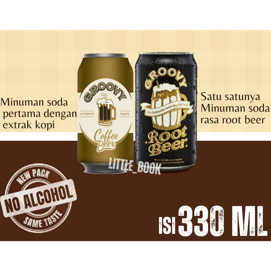 [New Root Brew] Groovy Root Beer | Groovy Coffe Beer Minuman Soda Sarsaparilla Kaleng 330 ml | Botol