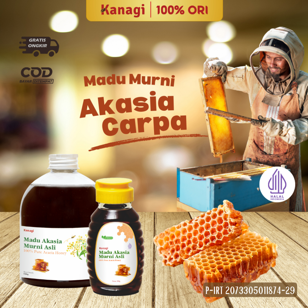 

Kanagi Madu Murni Nektar Akasia Carpa (Raw Honey) Asli Hutan Riau Sumatera Sertifikat Dinkes P-IRT