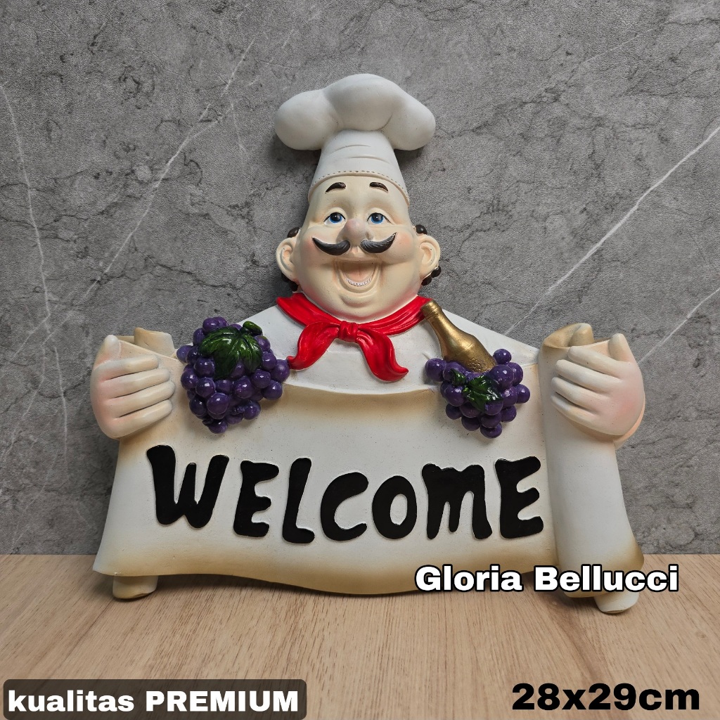 gantungan koki welcome besar dekorasi hiasan chef dinding selamat datang