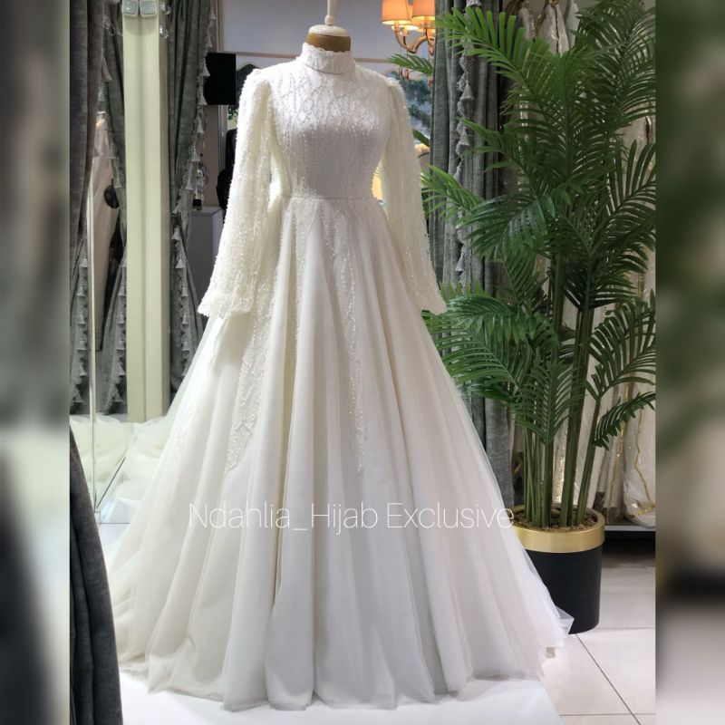 GAUN PENGANTIN TURKI FULL SET GAUN,JILBAB,VEIL,CADAR