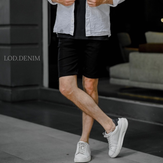LOD.DENIM X CASTE - Celana Pendek Hitam Chinos Pria BLACK