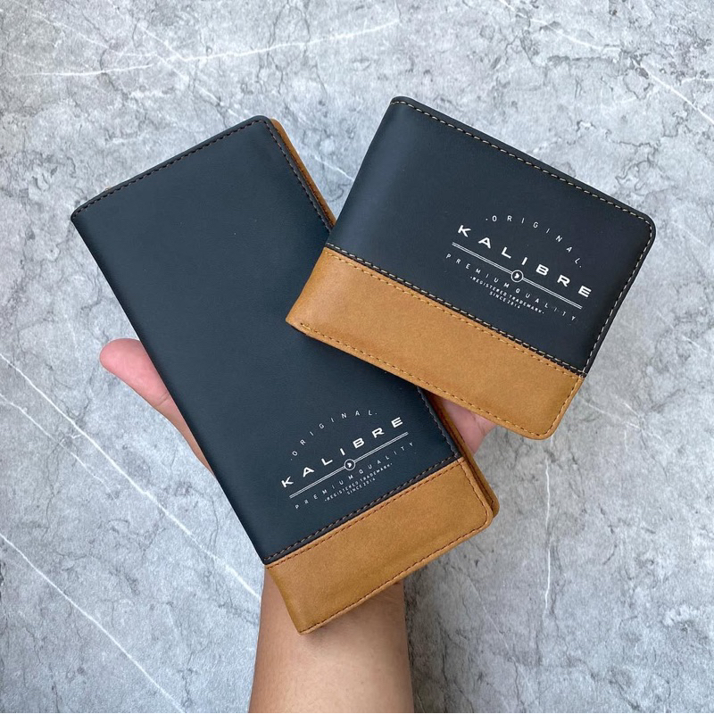 Dompet Pria Cowok Dompet Lipat Pria Cowok Kalibre Kanvas Panjang Pendek Kulit Buaya Hitam Coklat E