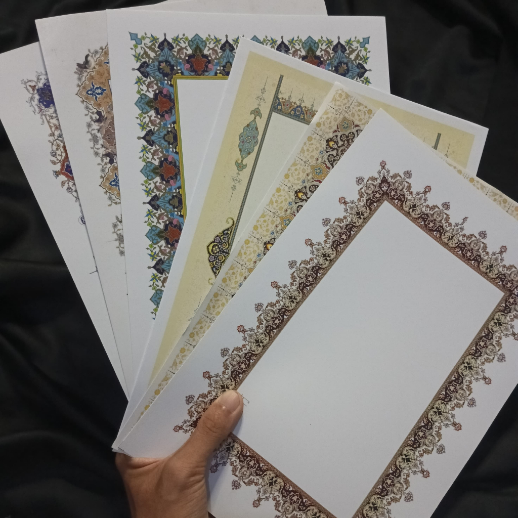 

ART PAPER 260 gsm MOTIF TEHZIB (Media Tulis Nama Kaligrafi) UK A4 (20x30cm) dan A3 Tebal Berkualitas