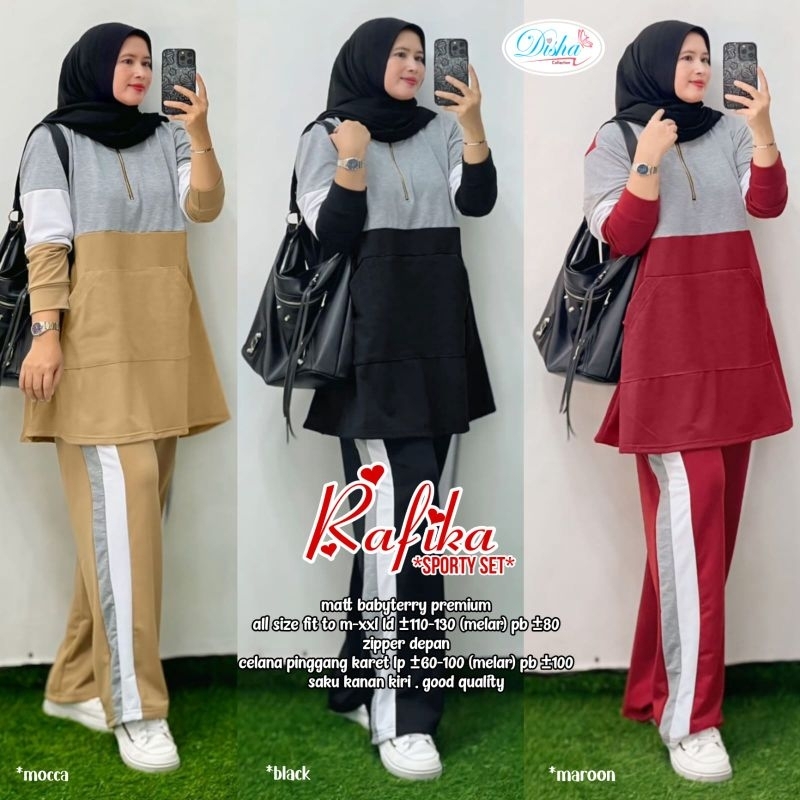 RAFIKA SPORTY SET - MELLA SPORTY SET - BAJU SETELAN OLAHRAGA WANITA MUSLIM ORI DISHA COCOK UNTUK JOG