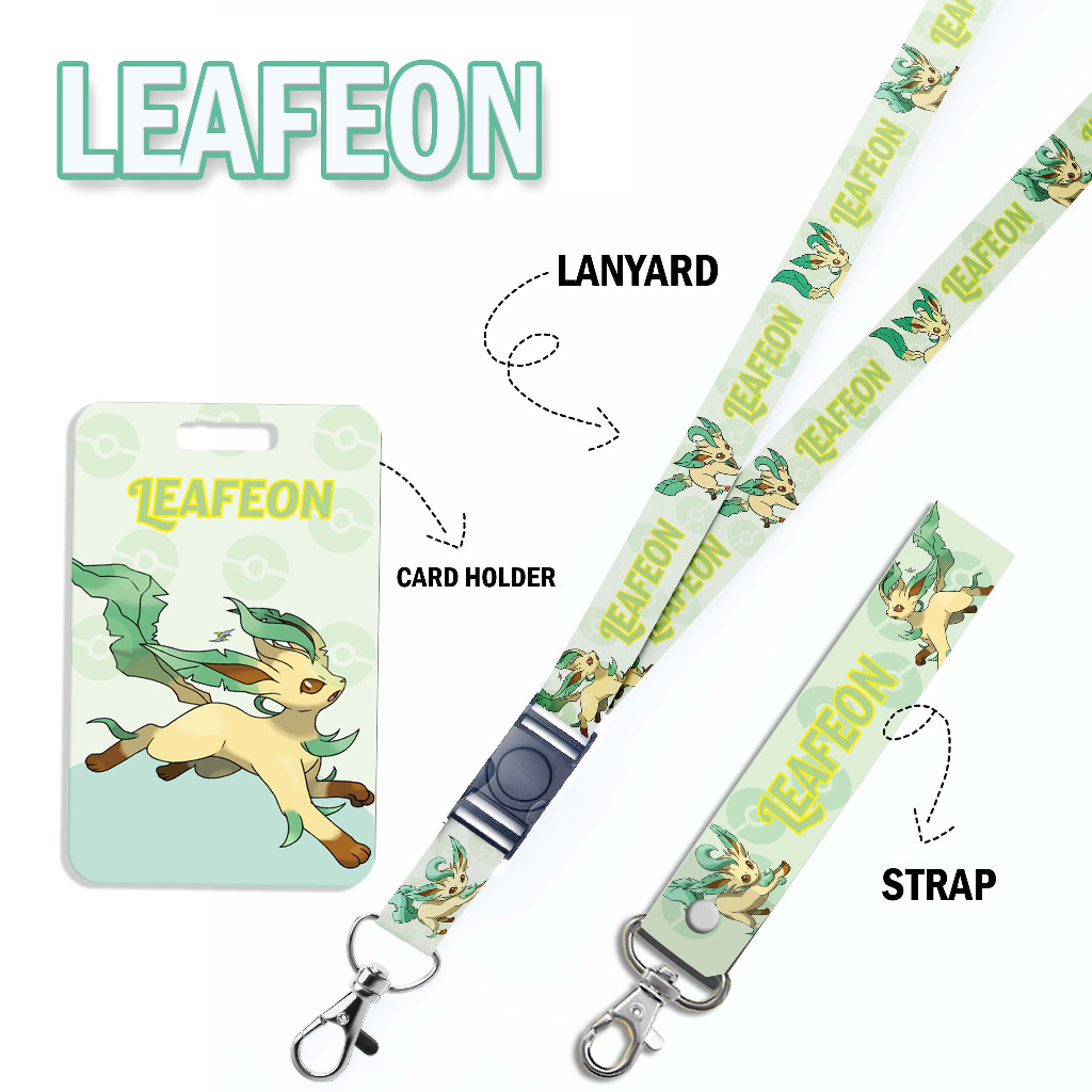 

STRAP LANYARD CARD HOLDER Leafeon pokemon character Gantungan Kunci - Handphone - ID Card