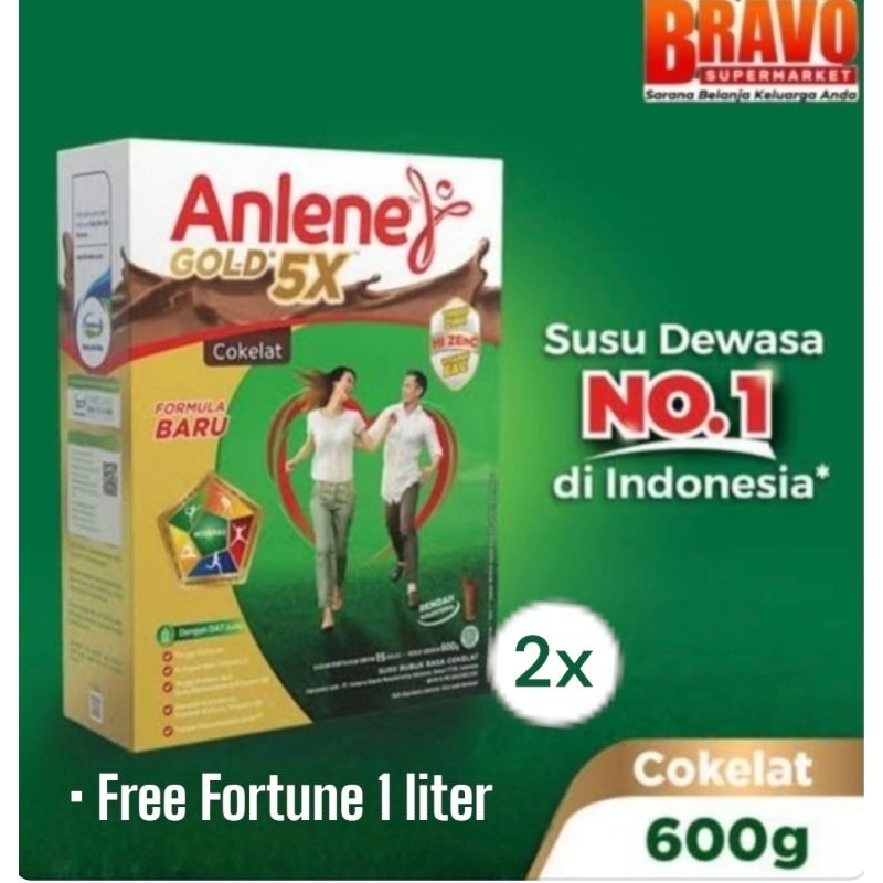 

PROMO | Anlene Gold 5X Susu Bubuk Dewasa 2 x 600g - Nutrisi Tinggi Kalsium untuk Tulang, Sensi, dan Otot || FREE Fortune 1 liter