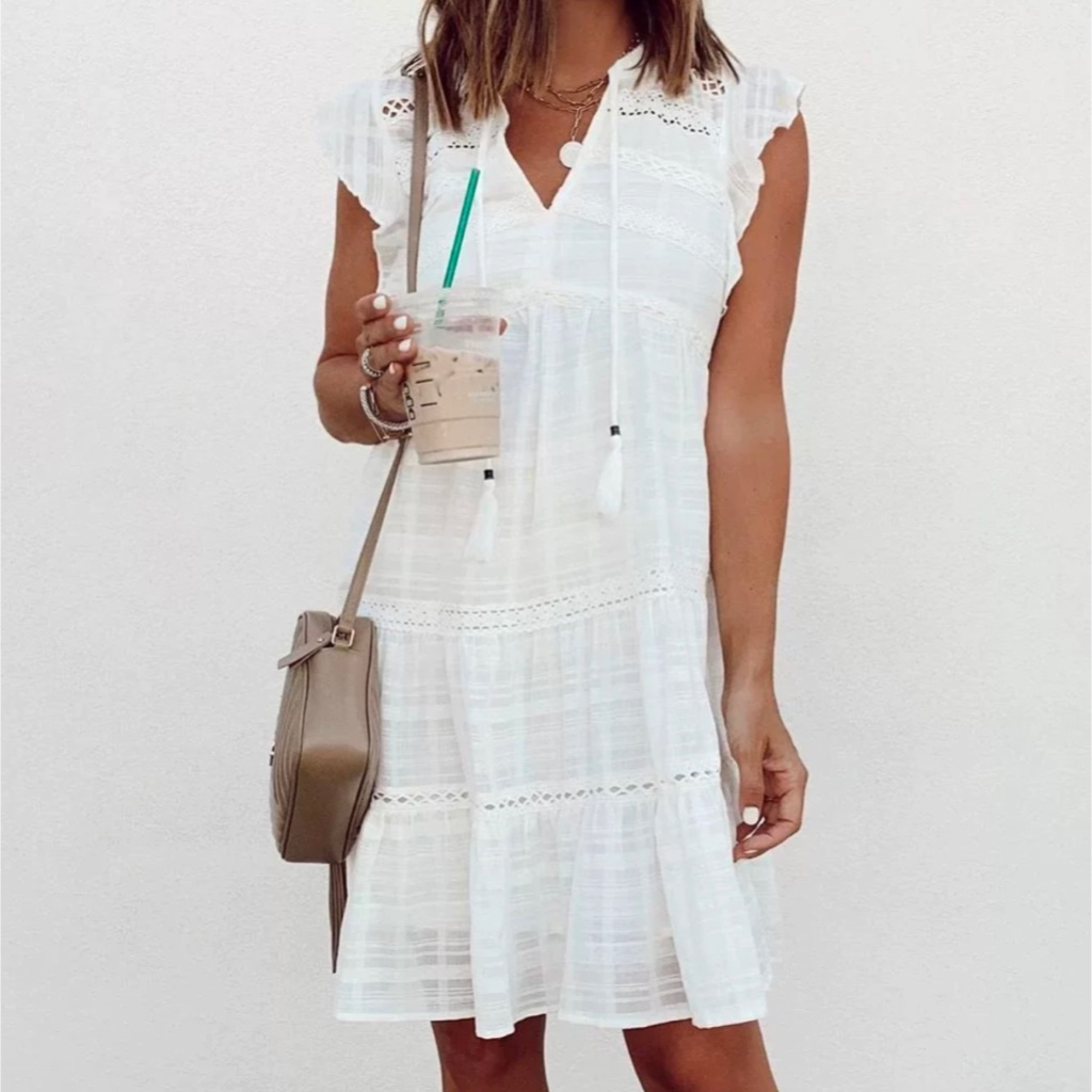 Dress Wanita Putih Dress Casual Dress Impor D0230