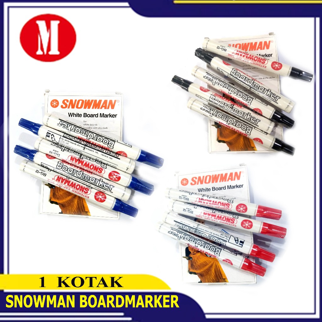 Spidol Snowman White Board/Spidol Papan Tulis (1 Kotak)