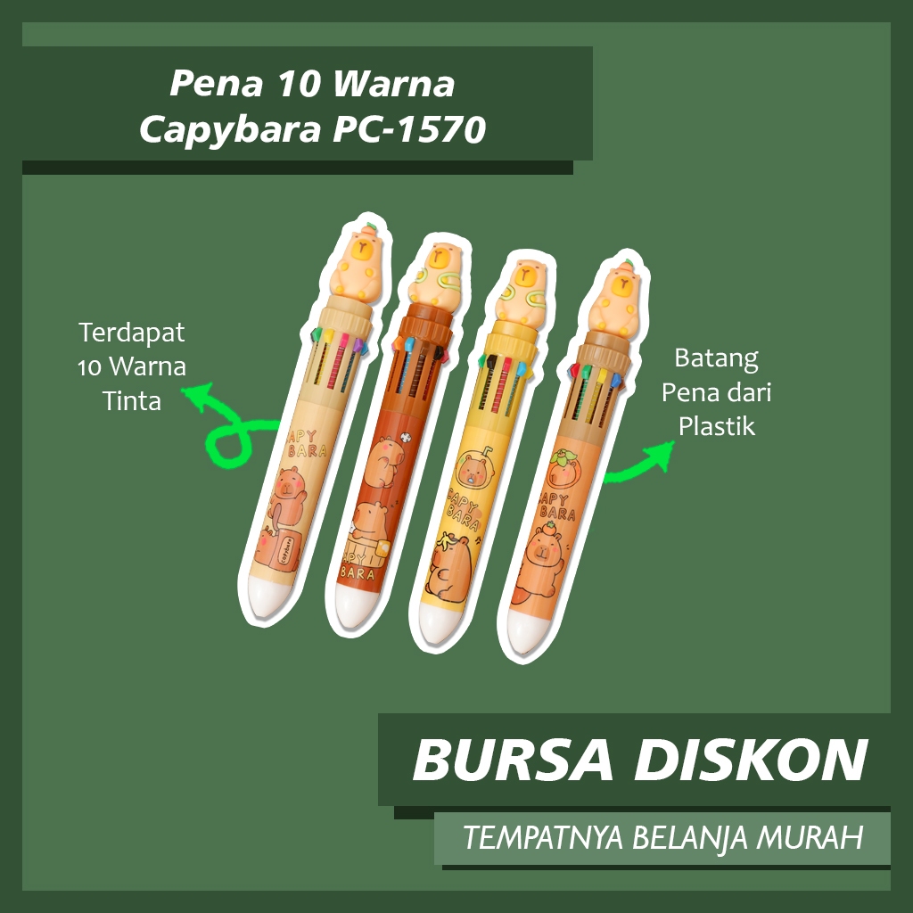 

Pena 10 Warna Capybara Bolpen Pulpen Gelpen Karakter Tinta Warna Warni Pen multifunction