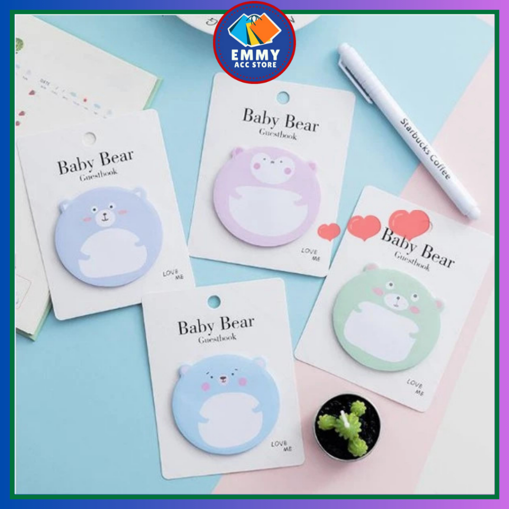 

Notes Memo Motif Cute Bear Beruang Stiker Imut Tempelan Reminder Marker Buku Catatan Mini To-Do-List