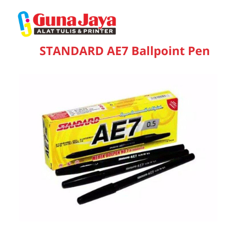 

STANDARD AE7 Ballpoint Pen - Bolpen Tinta Hitam 0.7mm untuk Menulis Nyaman - GunajayaATK