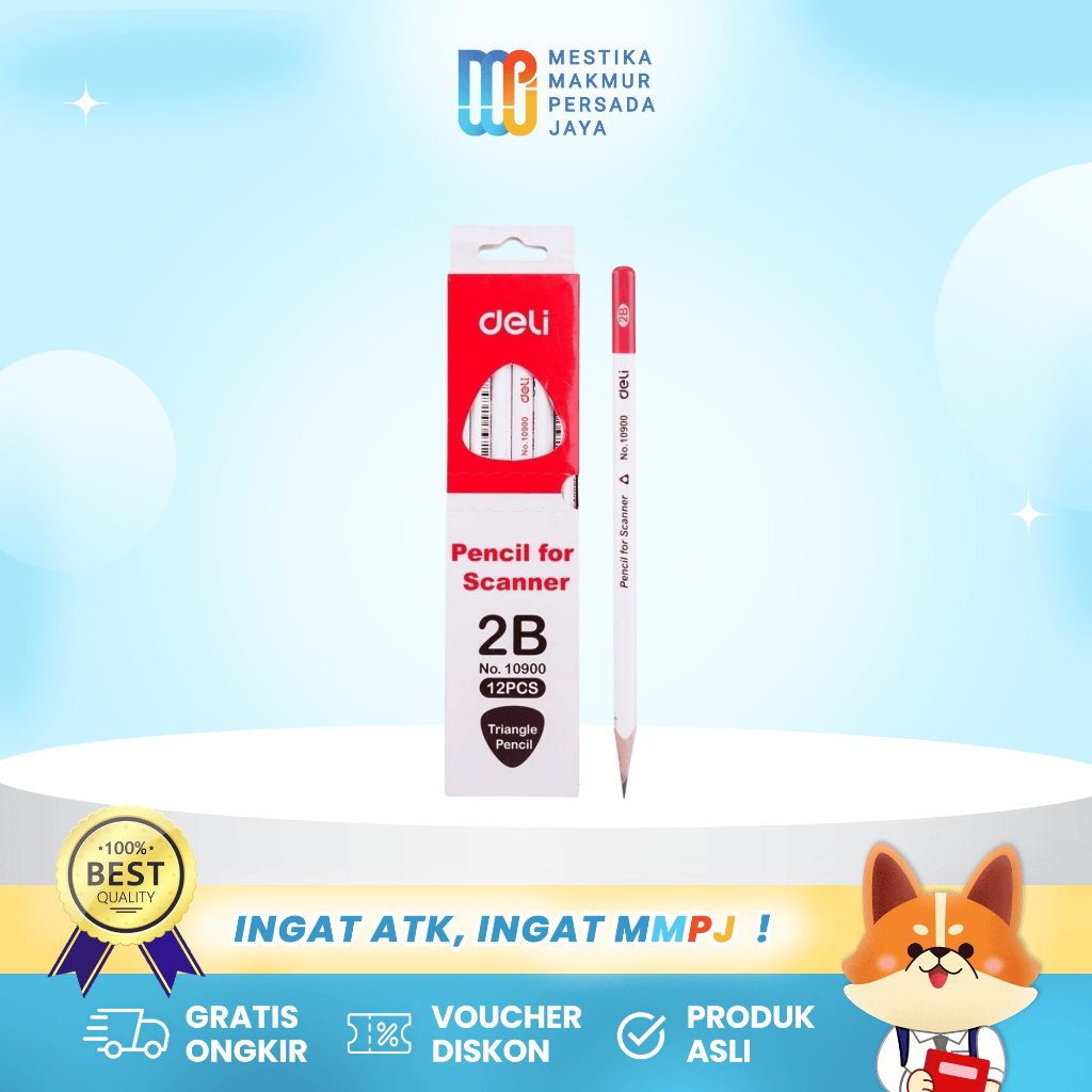 

Deli Pensil 2B Graphite (White) 1 Pack Isi 12 Pcs
