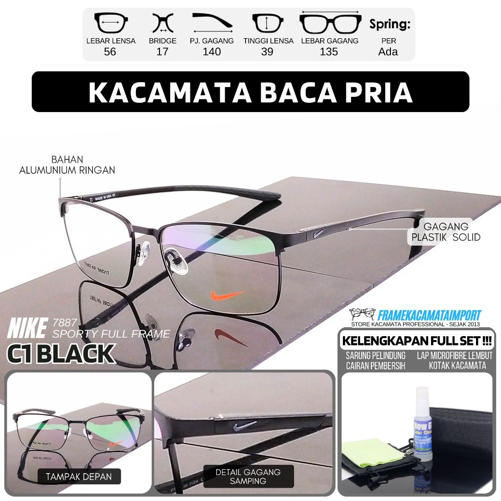 Frame Kaca Mata Baca Sporty Gaya Elegant Pria