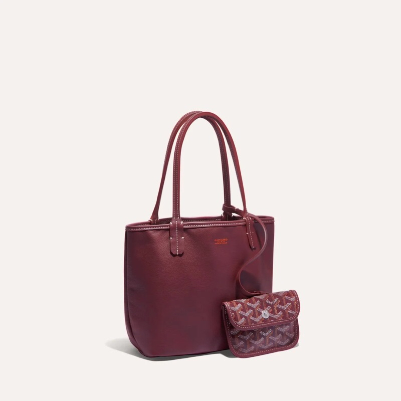 Genuine Calfskin Leather mini tote Burgundy