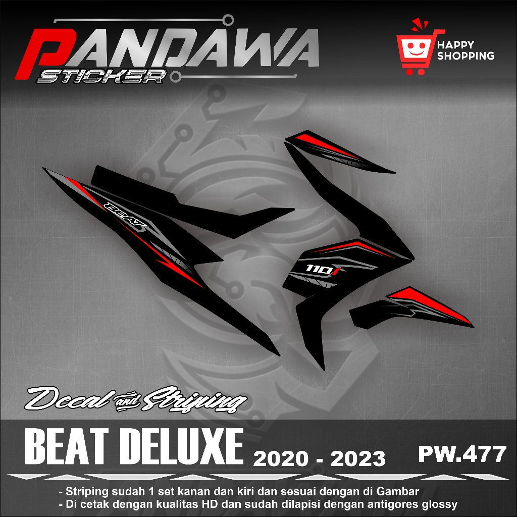 Striping Stiker Honda Beat Deluxe Beat Street 2020 2021 2022 2023 - Sticker Variasi Sepeda Motor Hon