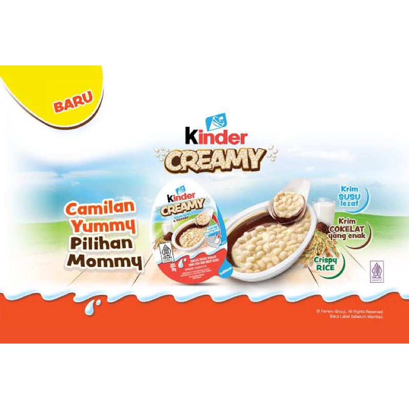 

Kinder Creamy 19 gr, BELI 1 GRATIS 1 (Harga per Box) 1 box isi 12 Pcs