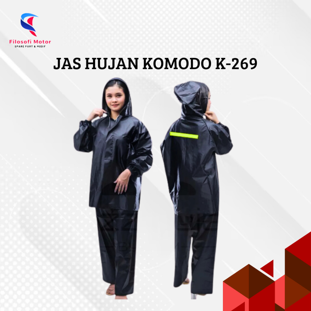 Filosofi Motor Jas Hujan Komodo K-269/Jas hujan komodo premium/jas hujan hitam premium