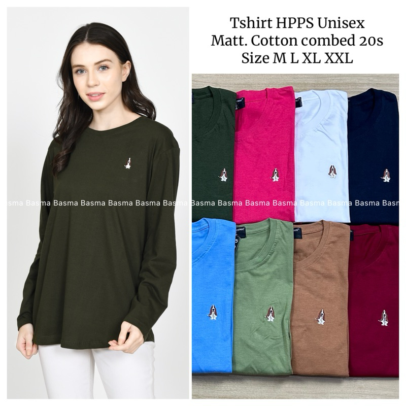 UNISEX | Atasan T-shirt Kaos HPPS Unisex Pria dan wanita Lengan Panjang Jumbo Hush puppies Polos Cow