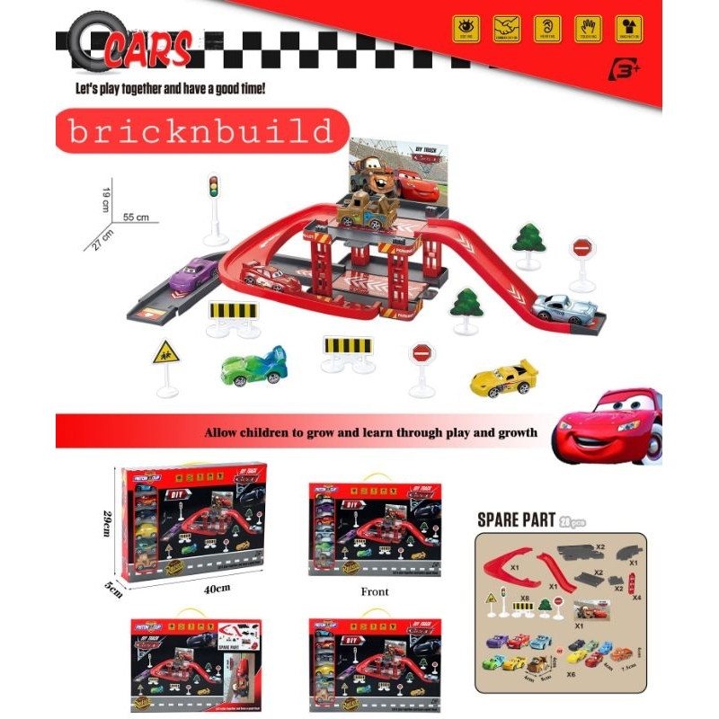 Cars Mcqueen New Track Parking Garage 6 Cars Mainan Red Lightning Car Mcqueen Mater and Friends