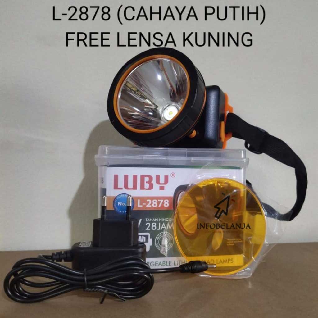 Senter Kepala Luby L-2878 LED 15 watt Cahaya Putih Waterproof Original