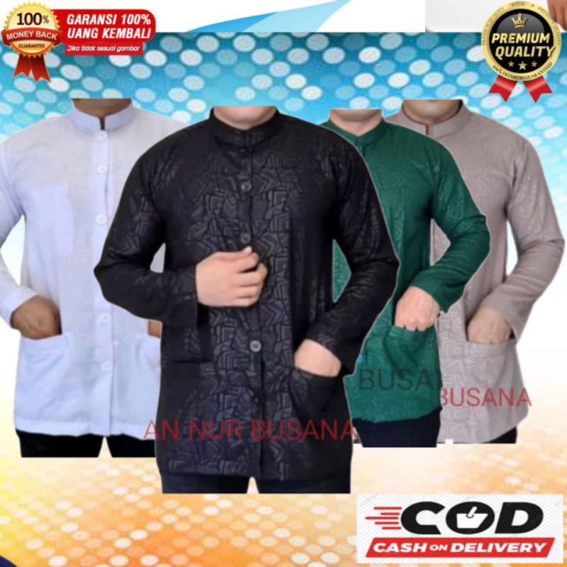 BAJU KOKO HAIBAH EMBOS DEWASA LAKI-LAKI LENGAN PANJANG ANNUR