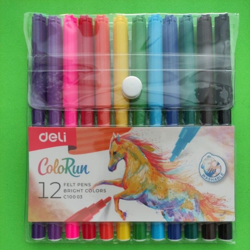 

Deli Spidol Felt Pen bright Colour 12 Warna