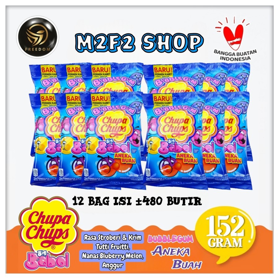 

Bubble Gum Chupa Chups Big Babol Assorted | Permen Karet Rasa Aneka Buah | Bag - 152 gr (Kemasaan 12 Pcs)