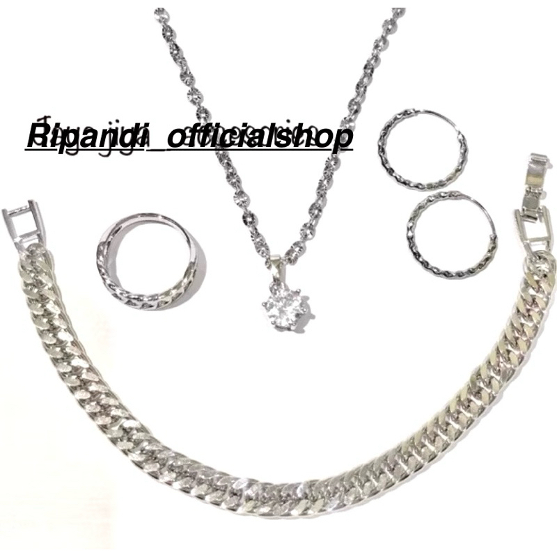 Set Perhiasan Full Rante Silver Titanium