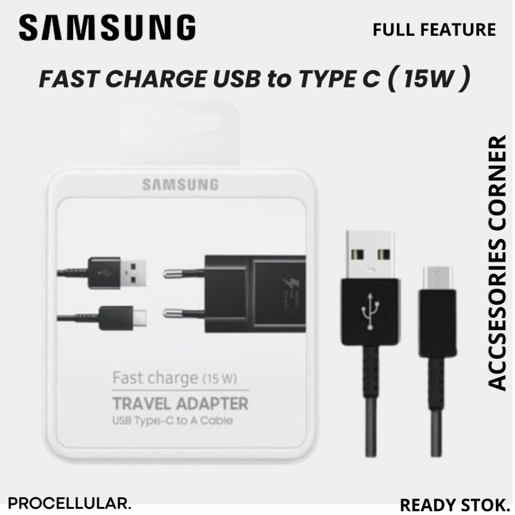 Travel Charger Samsung A12 Usb Type C 15W Fast Charging Original