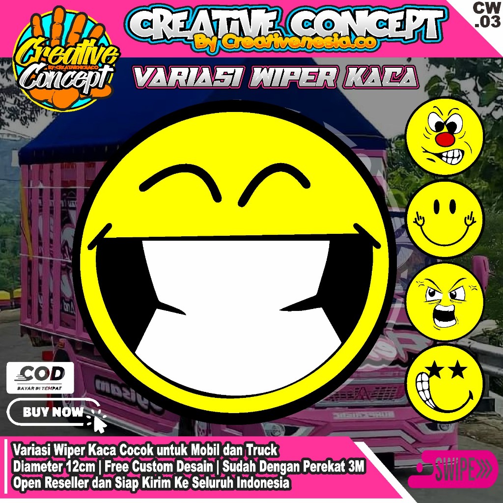 (COD) HIASAN WIPER WING EMOT EMOJI - VARIASI WIPER TRUK TERMURAH
