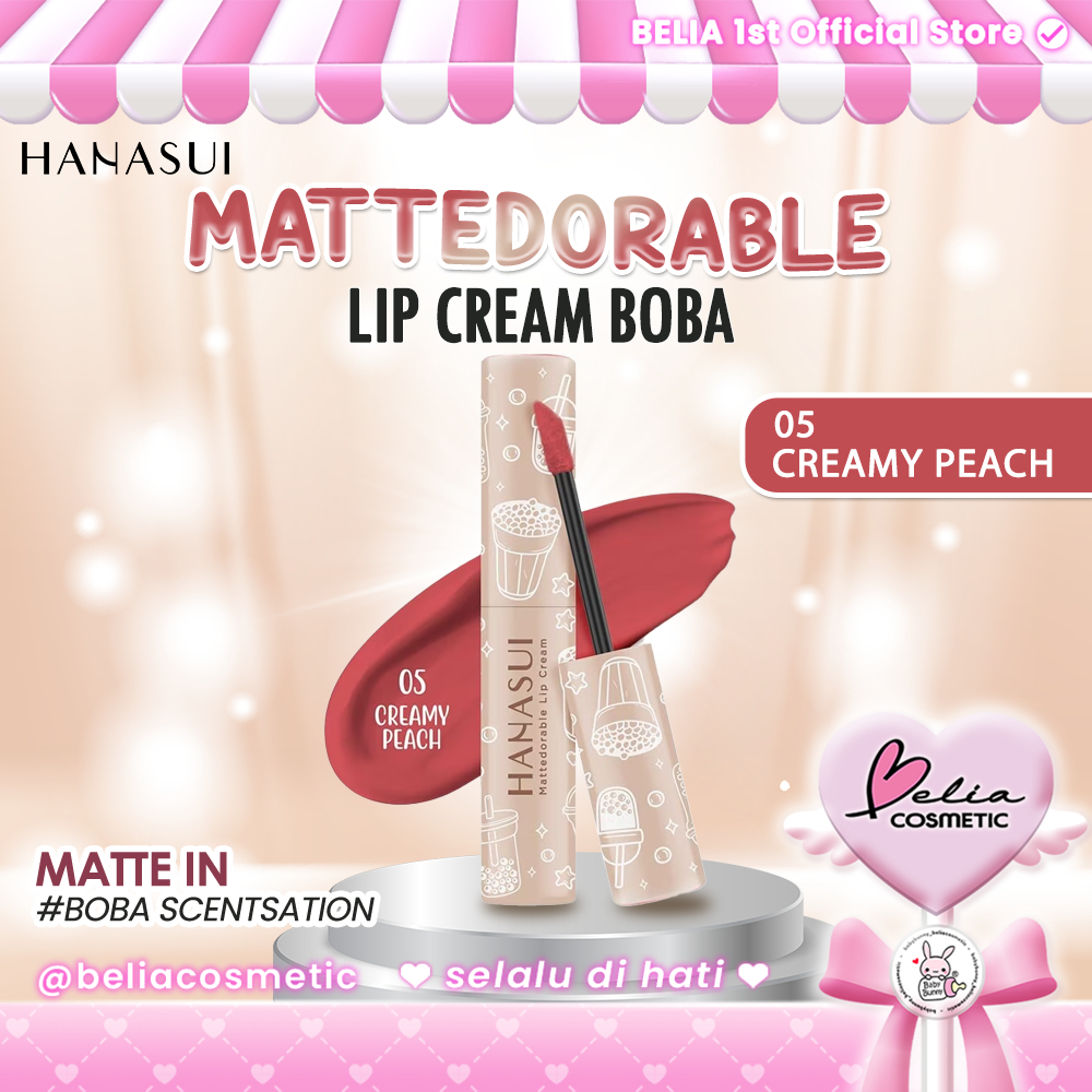 ❤ BELIA ❤ Hanasui Mattedorable Lip Cream Boba 05 Creamy Peach | Velvet Matte Finish Long Lasting