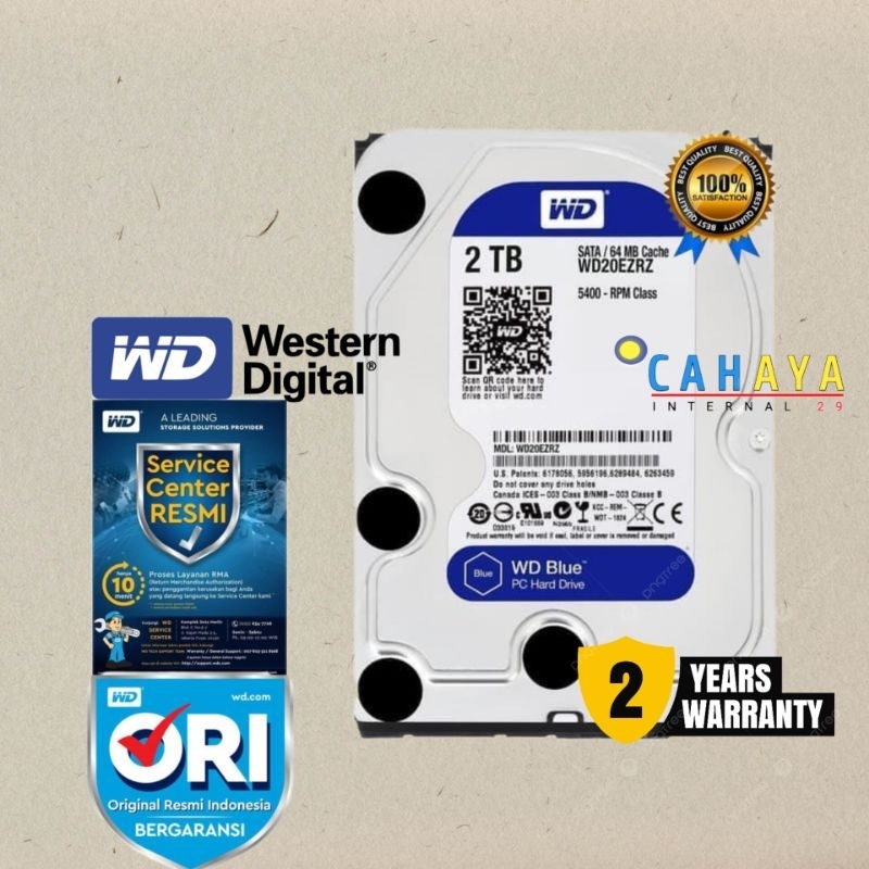 Hardisk internal 2tb WD blue Rpm 7200 HDD 3,5 inchi Garansi Resmi