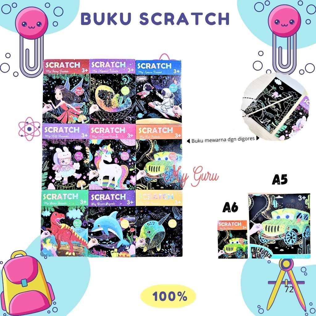 

[SET] BUKU SCRATCH NOTE EDUKASI / BUKU MAGIC WARNA COLOURFUL SCRATCH NOTE / MAINAN BLACK CARDBOARD