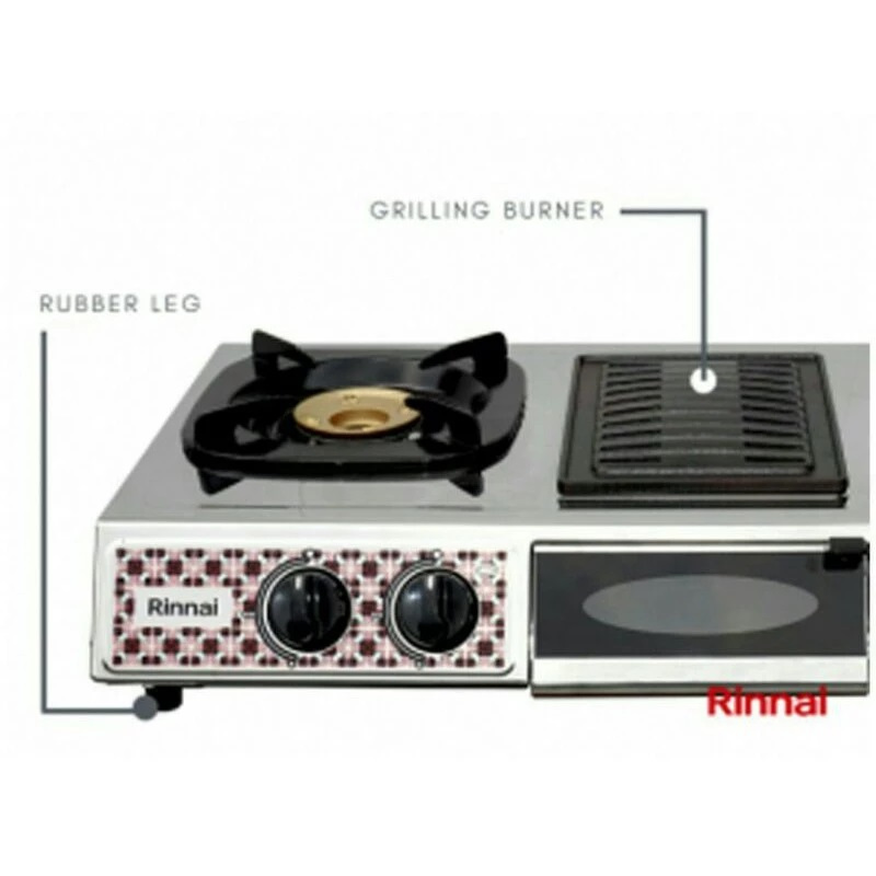 RINNAI RI-524 A KOMPOR GAS 2 TUNKU + 1 TUNGKU GRILL PEMANGGANG / KOMPOR GAS 3 TUNGKU RINNAI RI524A