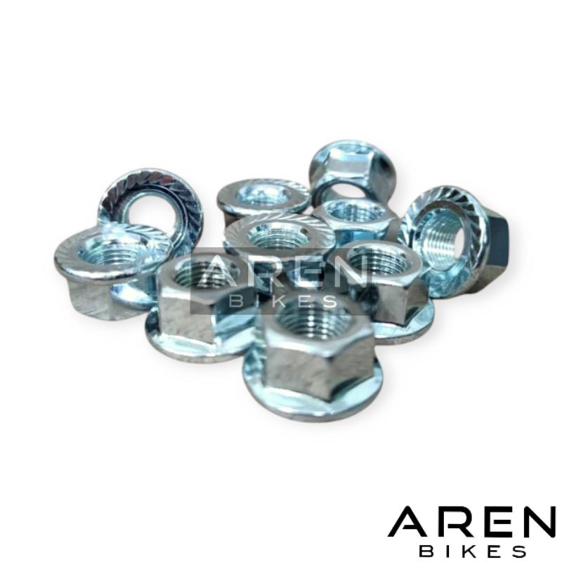 (ISI 1) MUR BAUT AS RODA DEPAN / BELAKANG SEPEDA KUNCI 15 AS BESAR KROM CHROME PUTIH MTB JENGKI ONTH