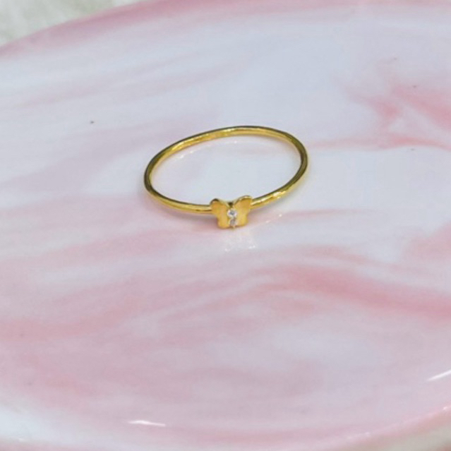 Cincin kupu kupu mini simple elegant uk 15 stengah emas asli kadar 875