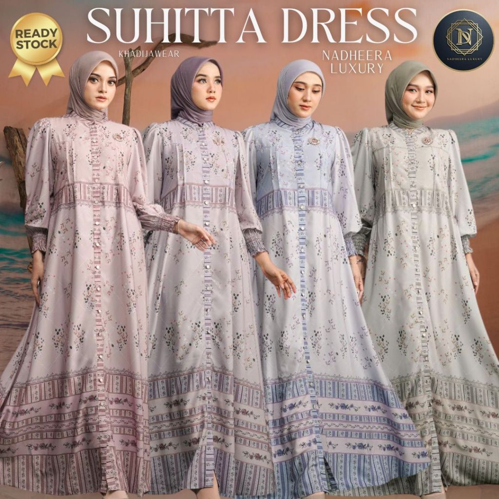 [BISA COD] SUHITTA DRESS NADHEERA LUXURY TERBARU SUHITA gamis mewah satin nadeera