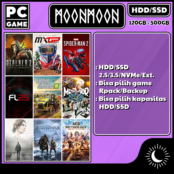 HDD/SSD Harddisk Solid State Drive External Internal 2.5, 3.5 & NVMe 120GB - 500GB Isi Game PC