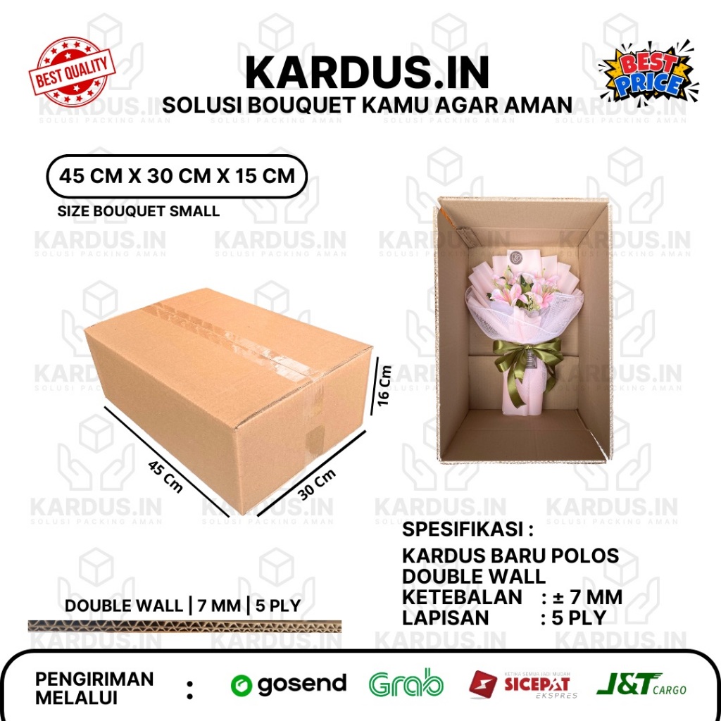 

Kardus Packing Buket Kecil Tebal 45 X 30 X 16 Cm Karton Box Dus Packaging Premium Murah Double Wall