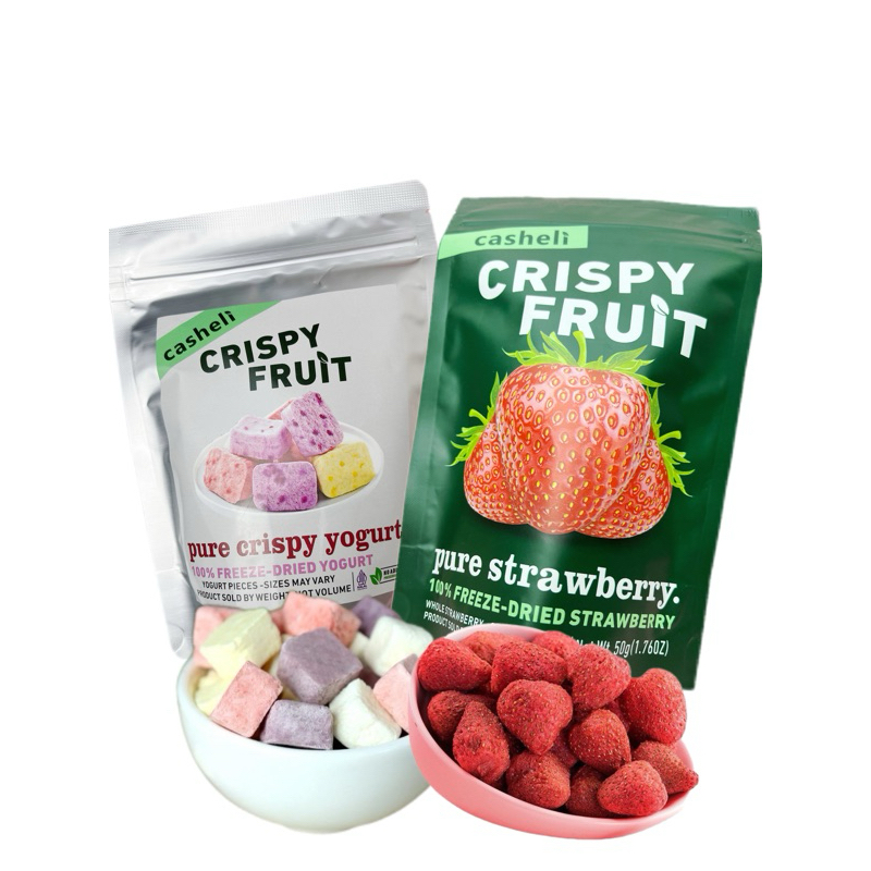 

casheli 100g Bundle of 2 Freeze-dried Strawberry 50g + Freeze-dried Yogurt 50g Snacks