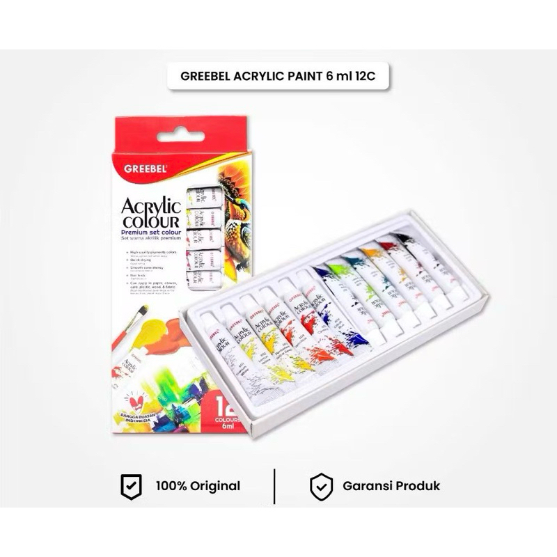 

Cat Lukis Akrilik / Cat Acrylic / Greebel Acrylic Paint (12 Warna 6ml)
