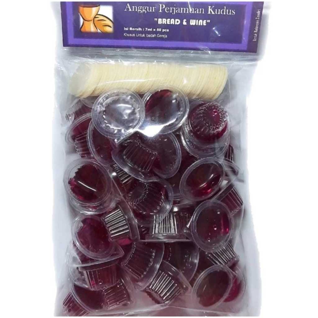 

Anggur Perjamuan BW cup dan Hosti Polos isi 50pcs (BW Roti Polos isi 50)