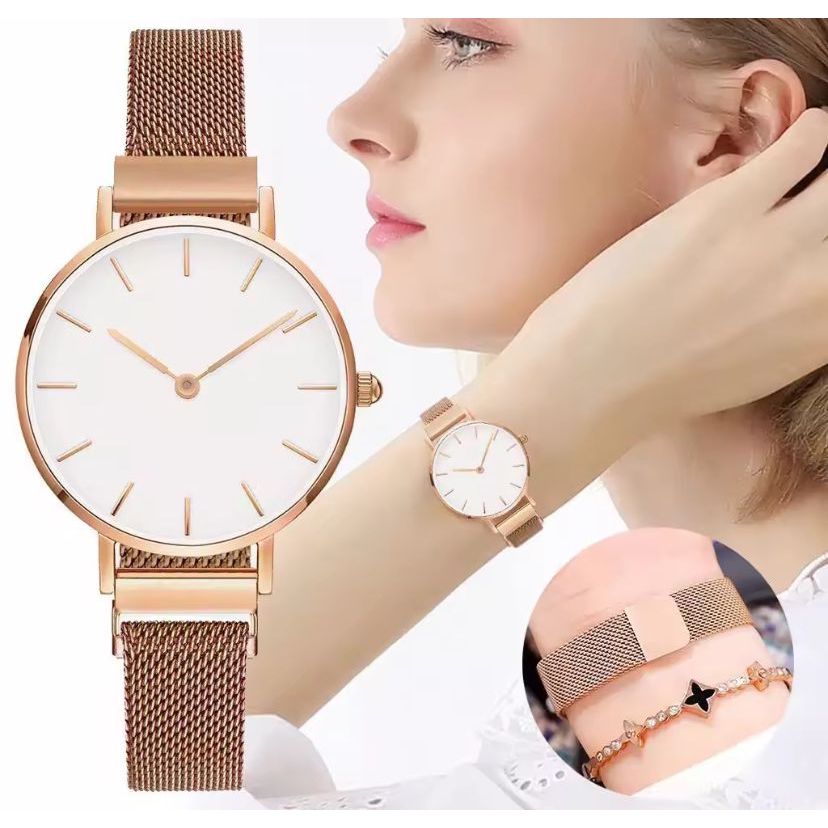 AXNAT JAM TANGAN WANITA RANTAI MAGNET MURAH GROSIR FASHION KOREA PRIA COUPLE DD023
