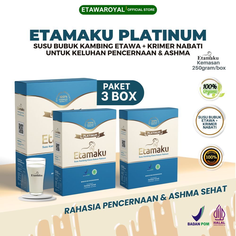 

Susu Kambing Etawa Etamaku Platinum Susu Etawa Premium Untuk Pencernaan Paket 3 Box Kemasan 250gr