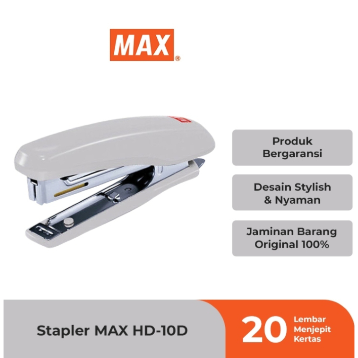 

STAPLER / STEPLER / ALAT STAPLES / HEKTER / JEPRETAN / JETREKAN / CEKREKAN / STAPLER MAX HD10D ABU ABU / GREY / GRAY