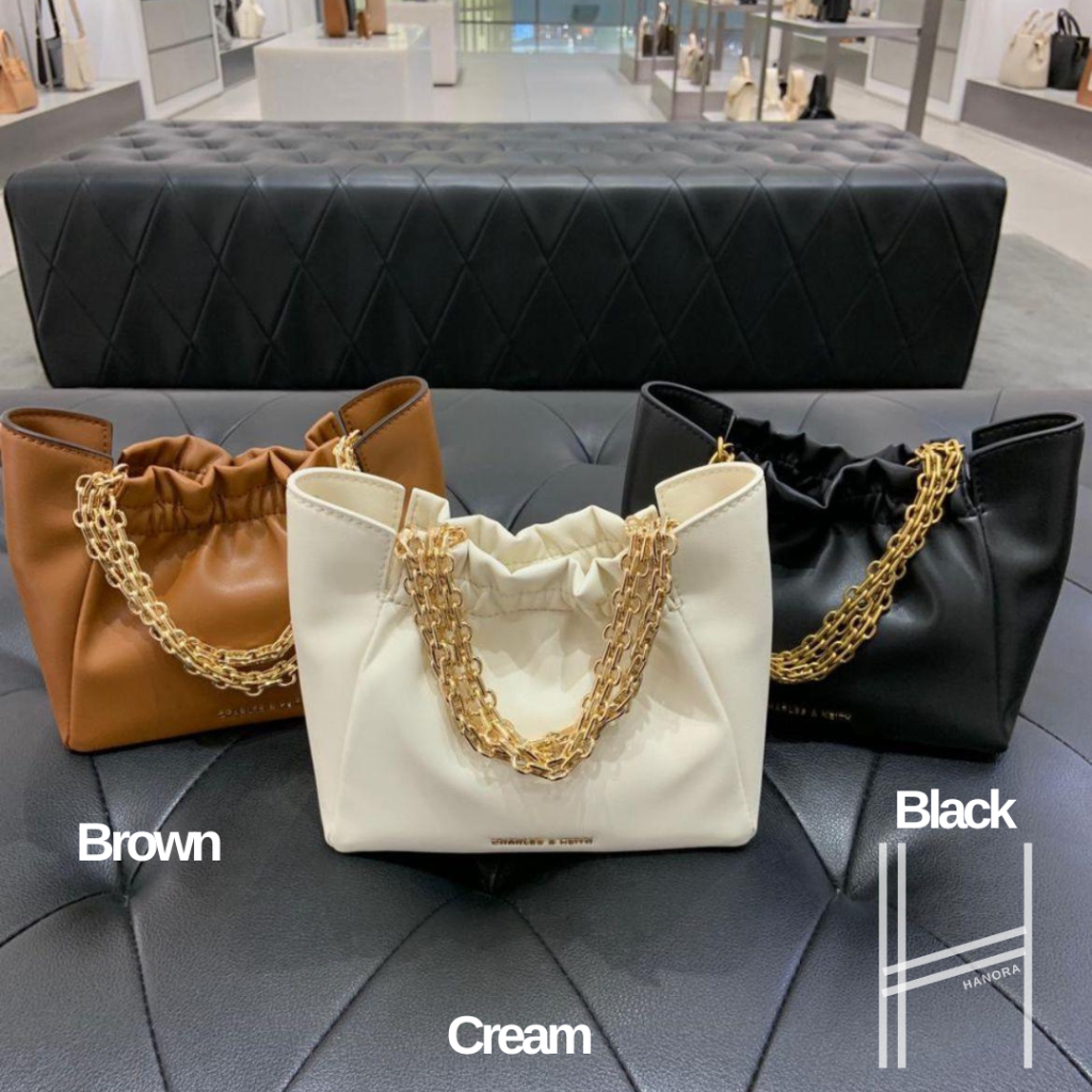 CK - Tas Bahu Chain Handle Ruched Brigette - JASTIP