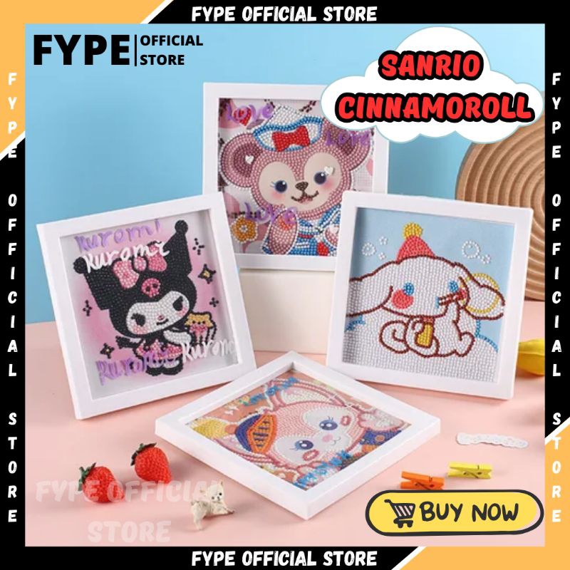 

Cinnamonroll Lotso Kuromi Melody Diamond Painting Kreatif Berlian Bulat DIY Dengan Bingkai Foto