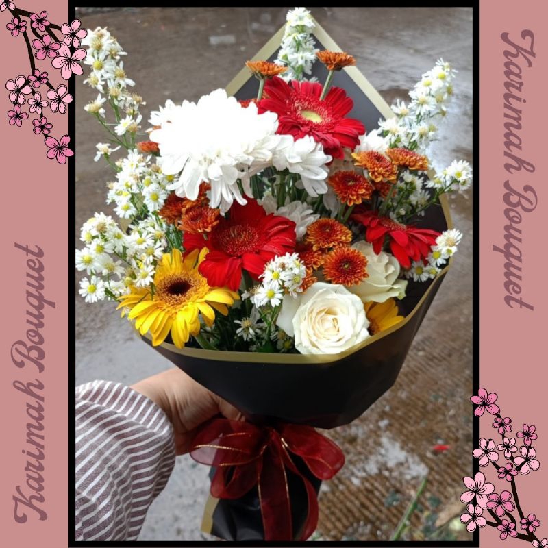 SEHARI JADI Buket Bunga Wisuda Bandung Flower Hand Bouquet Asli Segar Bucket Fresh  Mawar Rose Warna